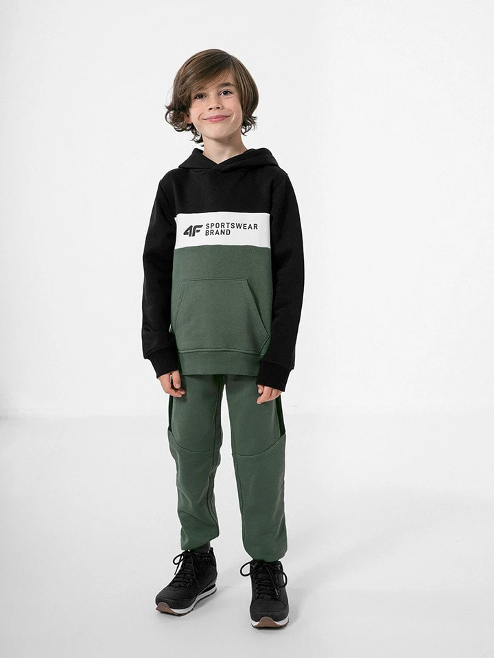 4F Hoodie In Schwarz/ Khaki 6 4F Hoodie In Schwarz/ Khaki – Bild 4