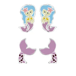 Kinderschmuck OHRSTECKER-SET Meerjungfrau Flosse In 925 Sterling Silber, 2-tlg.