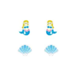 Kinderschmuck OHRSTECKER-SET Meerjungfrau In 925 Sterling Silber, 2-tlg.