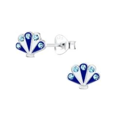 Ohrstecker MUSCHEL Mit Kristall In 925 Sterling Silber, 2-tlg.