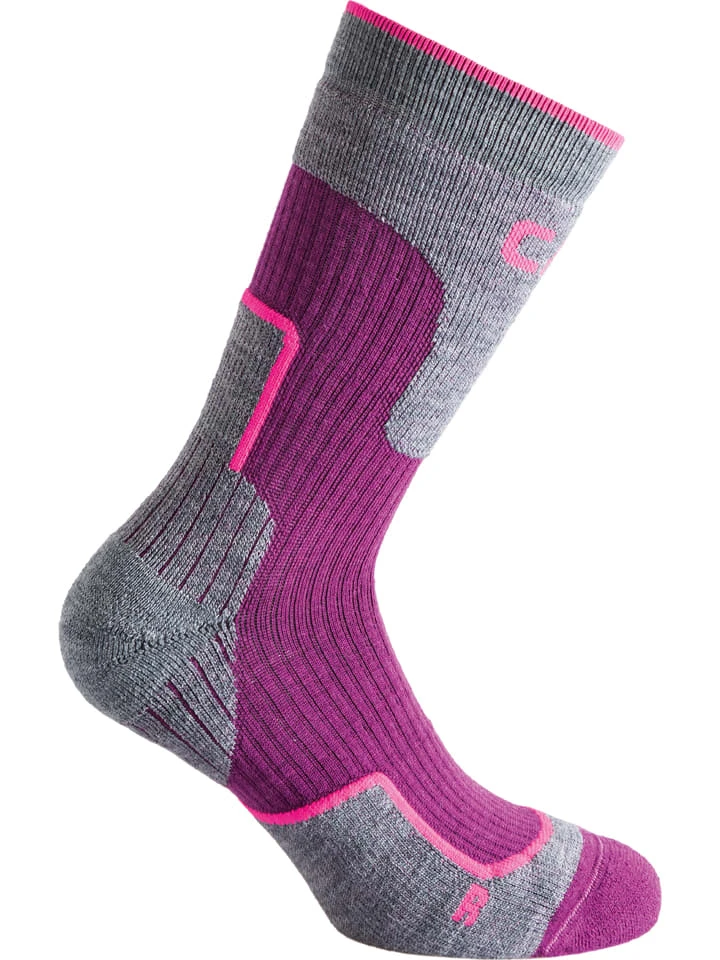 CMP Trekkingsocken In Grau/ Pink 3 CMP Trekkingsocken In Grau/ Pink