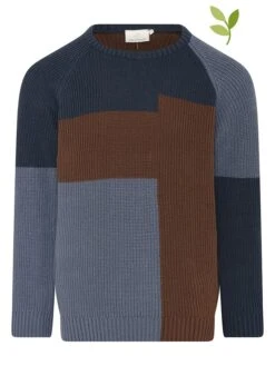 Pullover In Blau/ Hellbraun