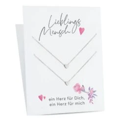 Halskette "Lieblingsmensch - Ein Herz Für Dich, Ein Herz .." Silber