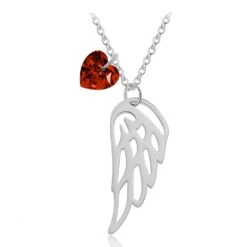 Halskette Mit Großem Engelsflügel Und Einem Kristall-Herz