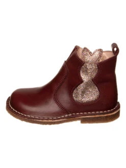 Leder-Boots In Dunkelbraun/ Gold