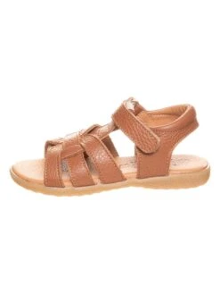 Leder-Sandalen In Hellbraun