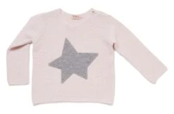 Mädchen Kaschmir Strickpullover "HUG ME STAR" Mit Stern In Hellrosa