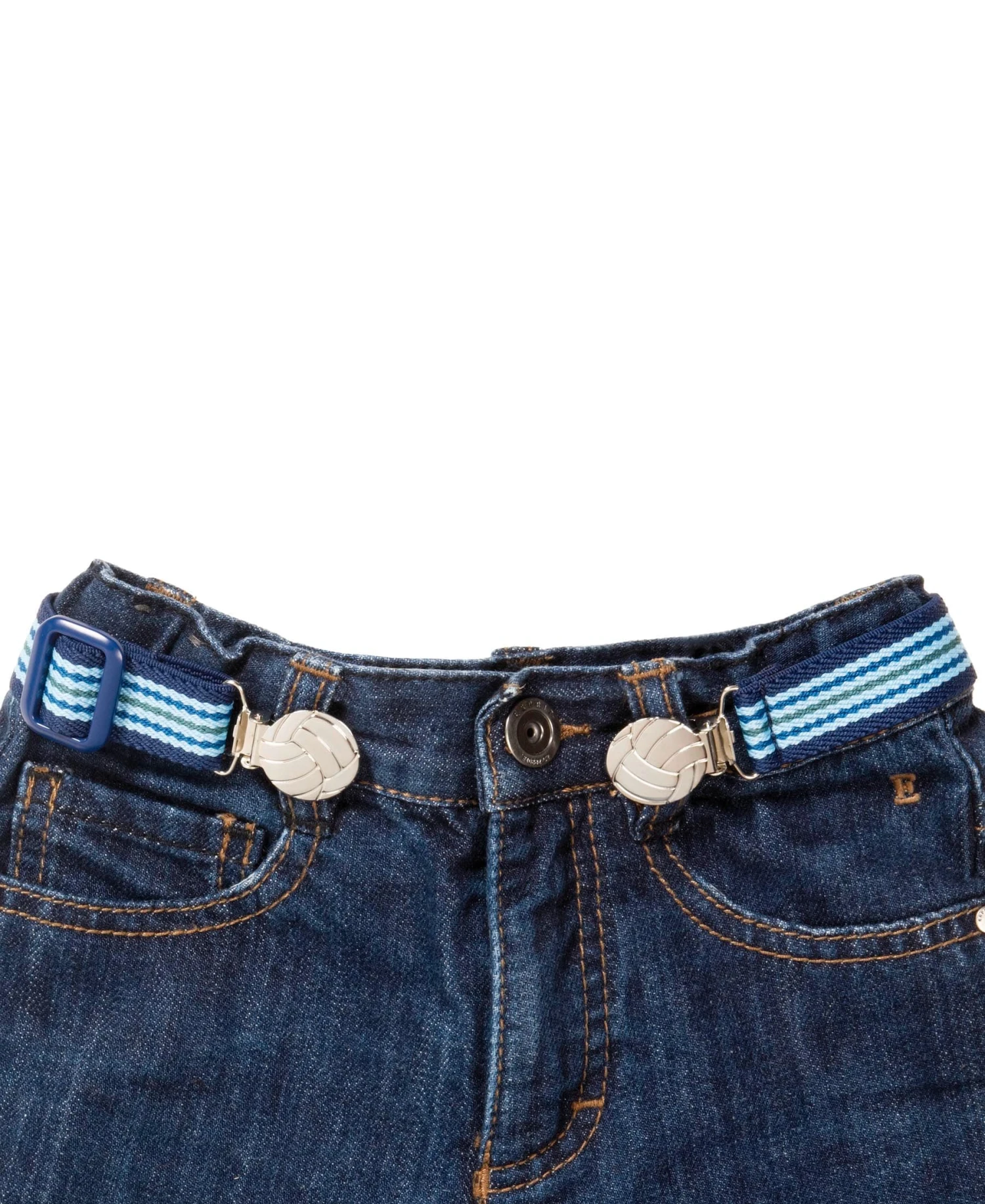 Playshoes Elastik-Gürtel Fußball-Clip Ringel In Hellblau/Marine 4 Playshoes Elastik-Gürtel Fußball-Clip Ringel In Hellblau/Marine – Bild 2