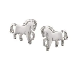 Silber Ohrringe 925 Pferd 0,7 Cm X 0,8 Cm