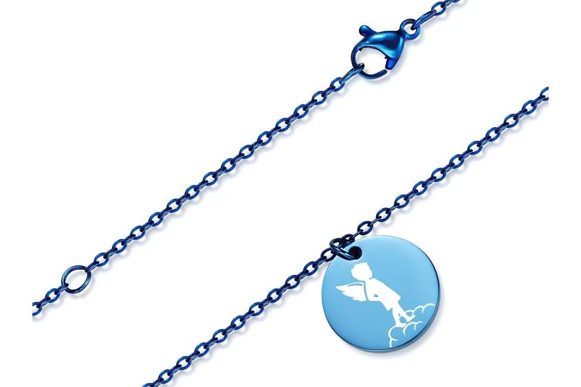 Halskette Mit Anhänger ENGEL - Edelstahl, Blau 4 Halskette Mit Anhänger ENGEL - Edelstahl, Blau – Bild 2