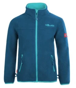 TROLLKIDS Fleece Jacke "Oppdal XT" In Mitternachtsblau / Minze Dunkel