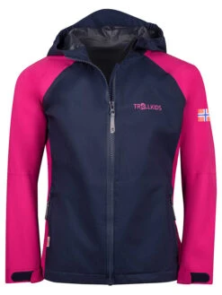 TROLLKIDS Regenjacke "Haugesund" In Dunkelblau/ Pink