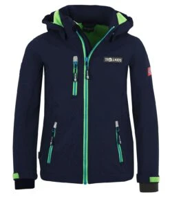 TROLLKIDS Softshell Jacke "Preikestolen" In Marineblau / Hellgrün / Mittelblau