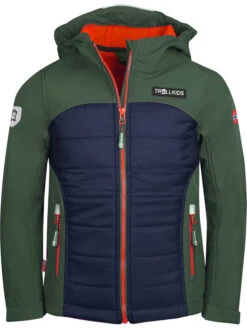 TROLLKIDS Softshelljacke "Lysefjord" In Khaki/ Dunkelblau