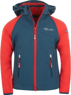 TROLLKIDS Zipp-Off-Softshelljacke "Rondane XT" In Dunkelblau/ Rot